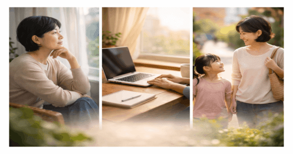 仕事から解放され考え方を見直す40代女性